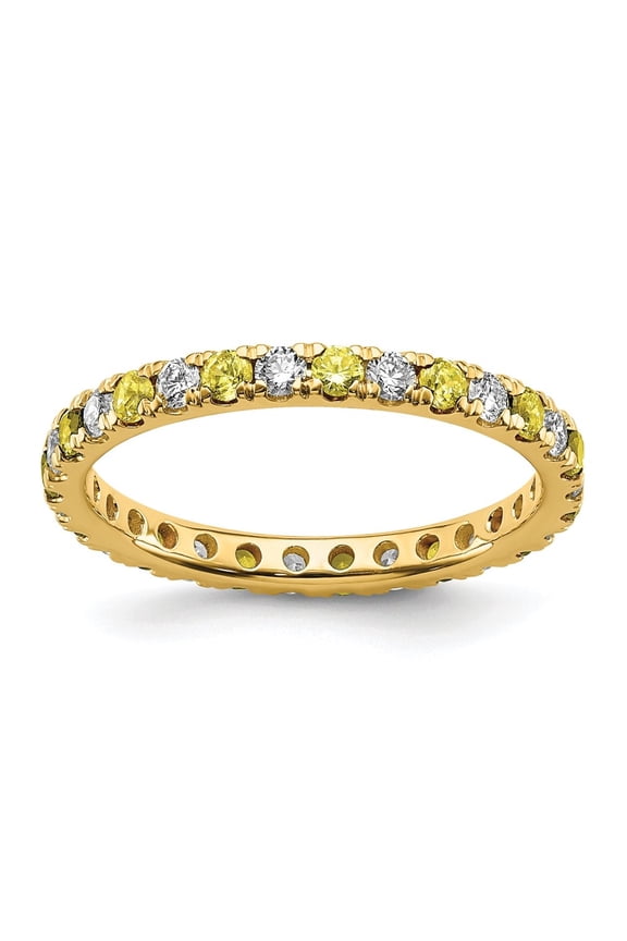 14k Yellow Gold Lab Grown Diamond VS/SI GH & Cr Yellow Sapphire Eternity Band for Women Size-7
