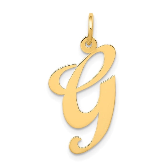 Diamond2Deal 14k Yellow Gold Large Script Letter G Initial Pendant for Women