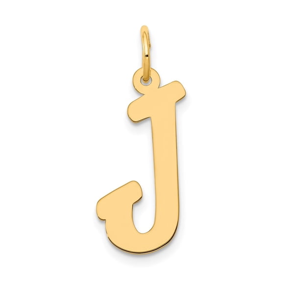 Diamond2Deal 14k Yellow Gold Large Script Letter J Initial Pendant for Women