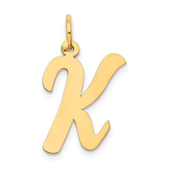 Diamond2Deal 14k Yellow Gold Large Script Letter K Initial Pendant for Women
