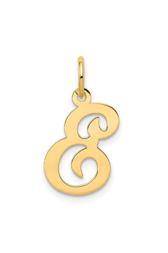 14k Yellow Gold Letter E Initial Charm Pendant for Women