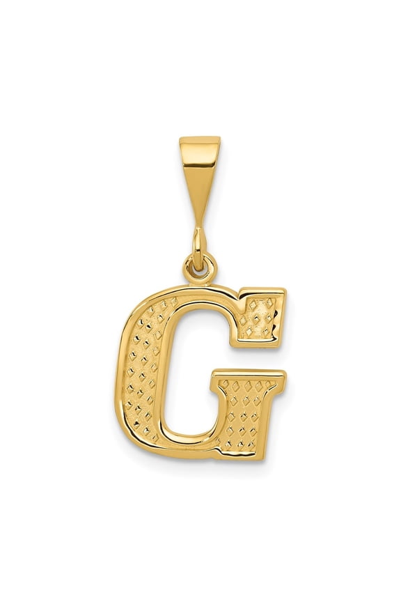 14k Yellow Gold Letter G Initial Charm Pendant for Women
