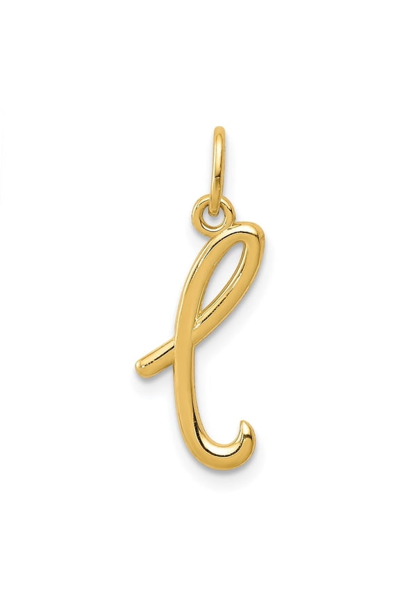 14k Yellow Gold Letter L Initial Charm Pendant for Women
