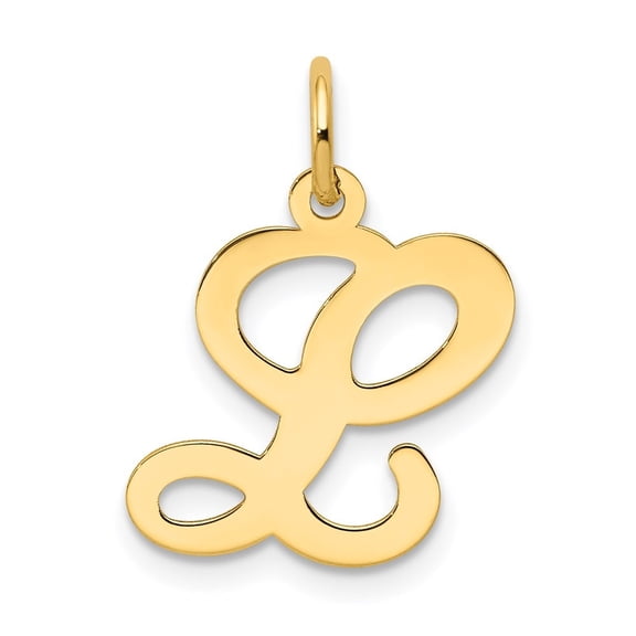 Diamond2Deal 14k Yellow Gold Letter L Initial Charm Pendant for Women