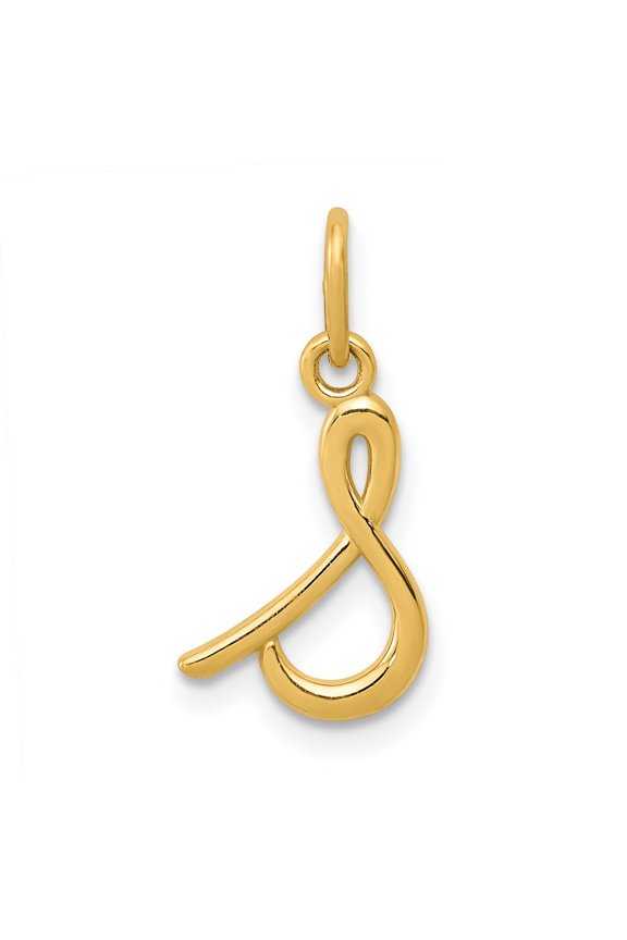 14k Yellow Gold Letter S Initial Charm Pendant for Women