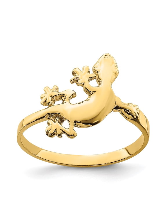 14k Yellow Gold Lizard Ring for Women Size-7
