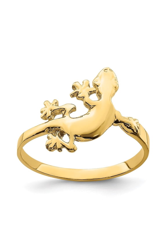 14k Yellow Gold Lizard Ring for Women Size-7