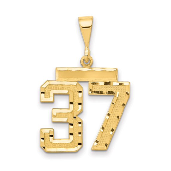 Diamond2Deal 14k Yellow Gold Medium Diamond-Cut Number 37 Charm Pendant for Women