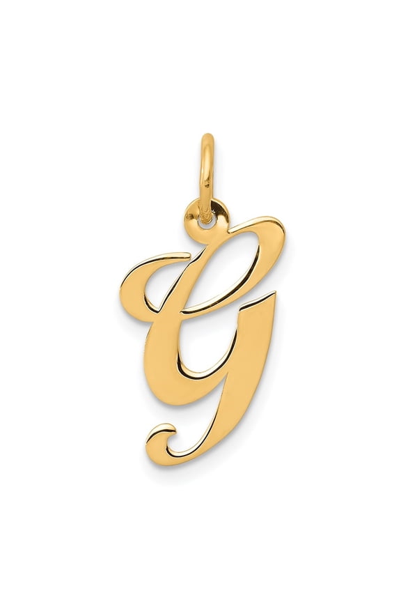 14k Yellow Gold Medium Script Letter G Initial Pendant for Women