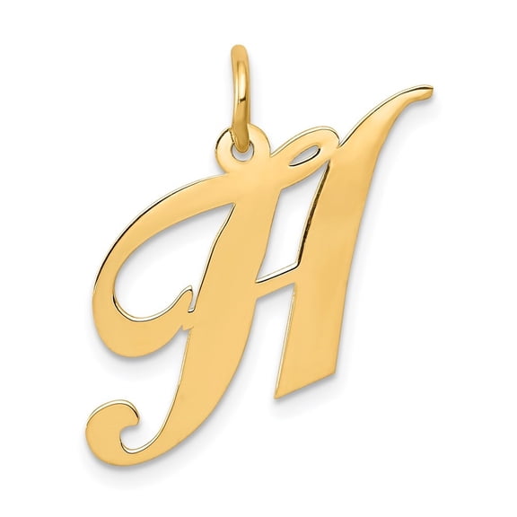 Diamond2Deal 14k Yellow Gold Medium Script Letter H Initial Pendant for Women