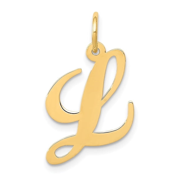 Diamond2Deal 14k Yellow Gold Medium Script Letter L Initial Pendant for Women