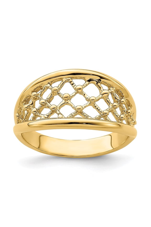 14k Yellow Gold Mesh Ring Size- 7 for Women