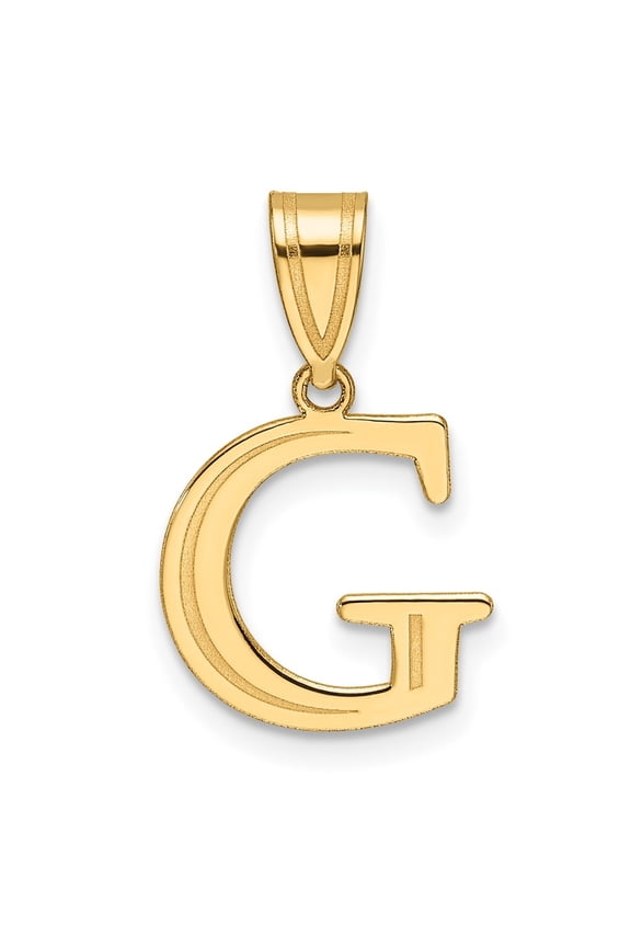 14k Yellow Gold Polished Etched Letter G Initial Pendant for Women (L-20 mm)