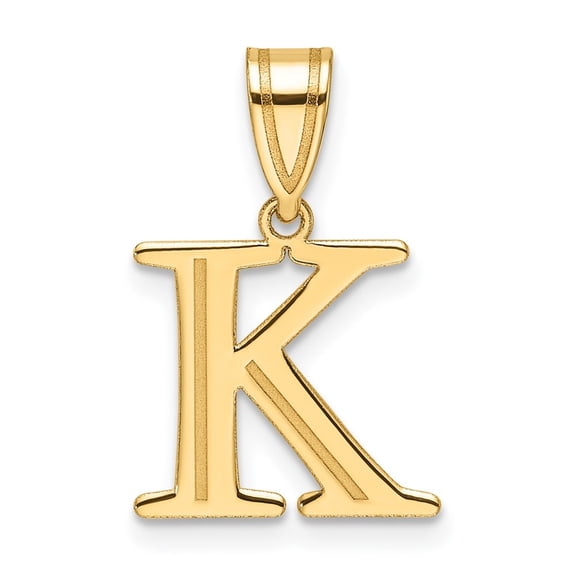 Diamond2Deal 14k Yellow Gold Polished Etched Letter K Initial Pendant for Women (L-20 mm)