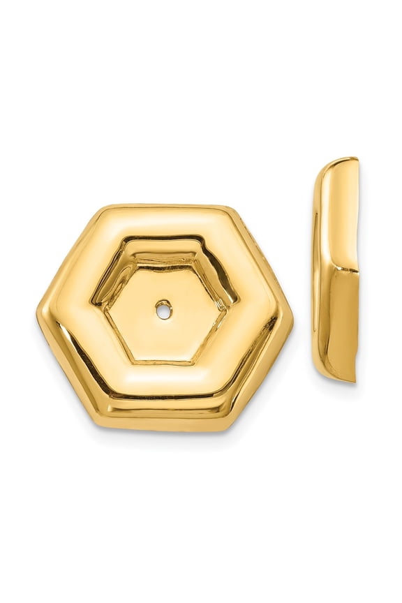 14k Yellow Gold Polished Fancy Earring Jackets for Women (L- 0.63 in, W-0.67 in)