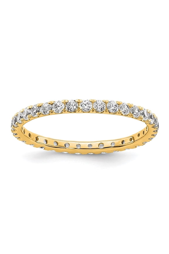 14k Yellow Gold Polished Size 4.5 U-Shared Prong 1/2 carat Diamond Complete Eternity Band for Women
