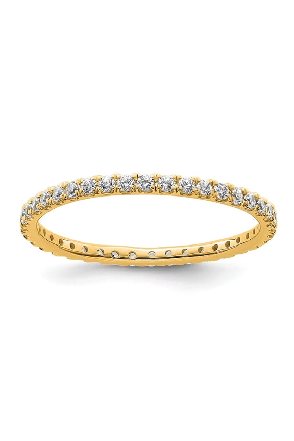 14k Yellow Gold Polished Size 8 U-Shared Prong 1/2 carat Diamond Complete Eternity Band for Women