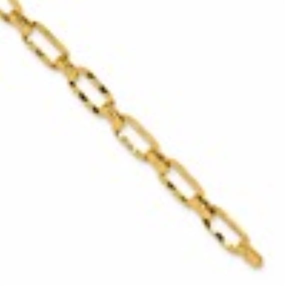 Diamond2Deal 14k Yellow Gold Polished Textured Paperclip Bracelet for Women 7"