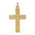 thumbnail image 1 of Diamond2Deal 14k Yellow Gold Polished Wood Texture Solid Cross Pendant for Women (L- 1.39 inch, W- 0.78 inch), 1 of 7