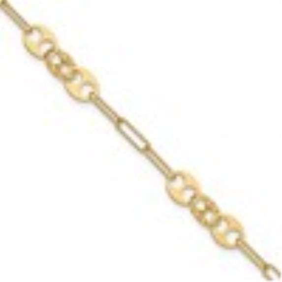 Diamond2Deal 14k Yellow Gold Polished and Diamond-Cut Fancy Link Bracelet for Women 7"