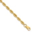 thumbnail image 1 of Diamond2Deal 14k Yellow Gold Polished and Textured Fancy Oval Link Bracelet for Women 7.25", 1 of 2