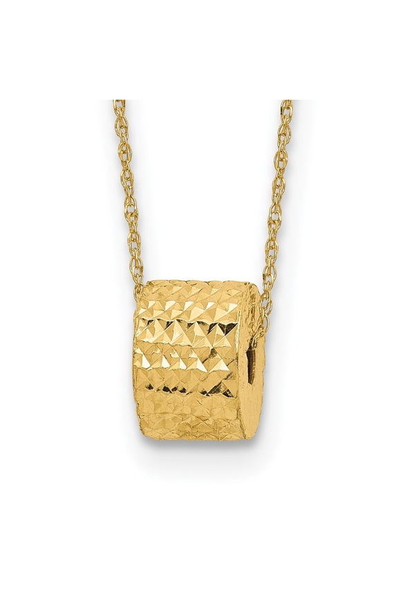 Diamond2Deal 14k Yellow Gold Rope Chain with Barrel Bead with 2in Extension Rope Chain Necklace for Women 16"