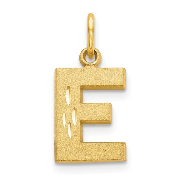 Diamond2Deal 14k Yellow Gold Satin Letter E Initial Pendant for Women