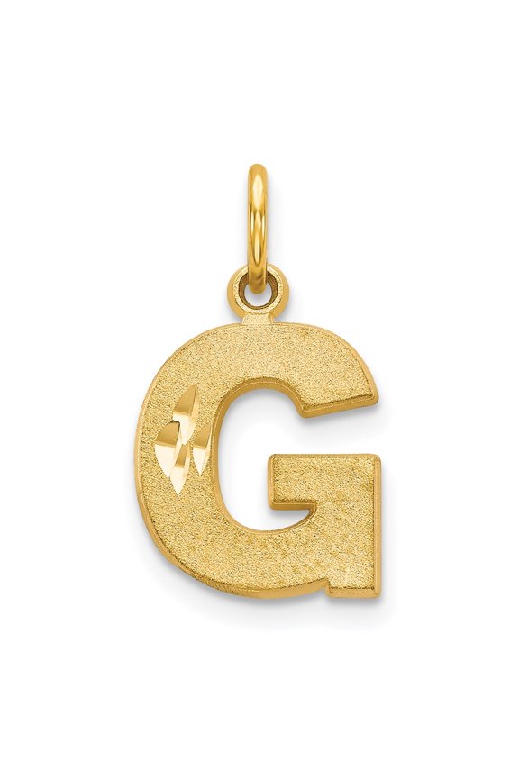 14k Yellow Gold Satin Letter G Initial Pendant for Women