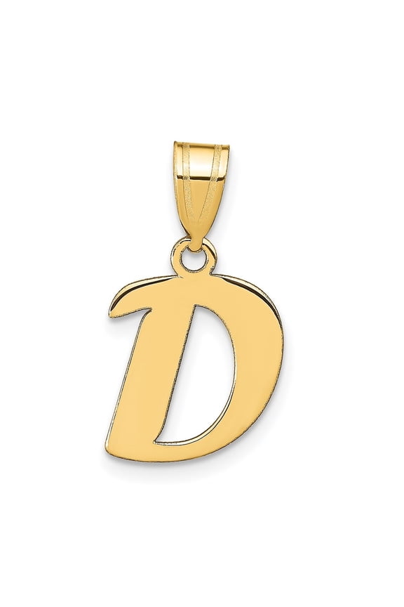 14k Yellow Gold Script Letter D Initial Pendant for Women(L- 15.74 mm, W- 12.53 mm)