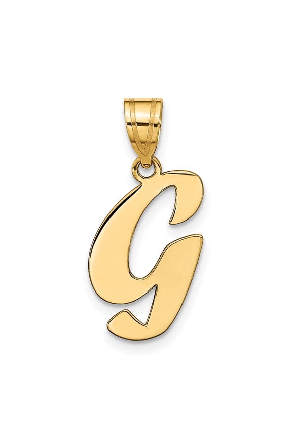 14k Yellow Gold Script Letter G Initial Pendant for Women