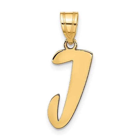 Diamond2Deal 14k Yellow Gold Script Letter J Initial Pendant for Women