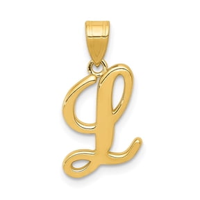 Diamond2Deal 14k Yellow Gold Script Letter L Initial Pendant for Women