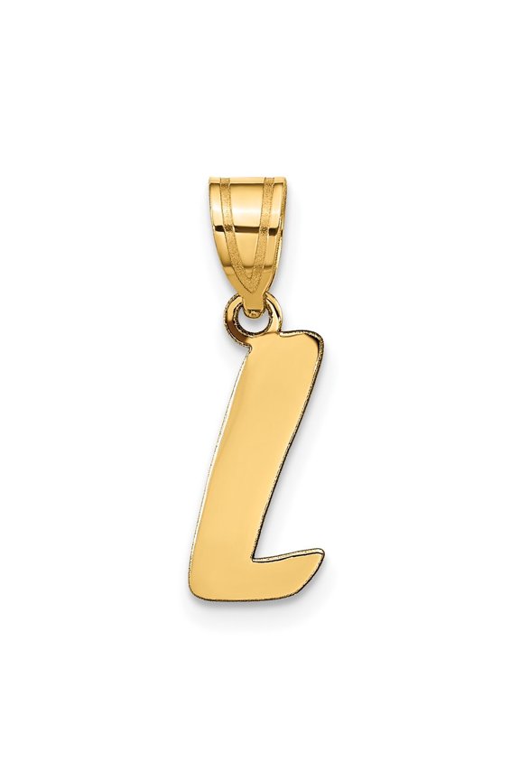 14k Yellow Gold Script Letter L Initial Pendant for Women