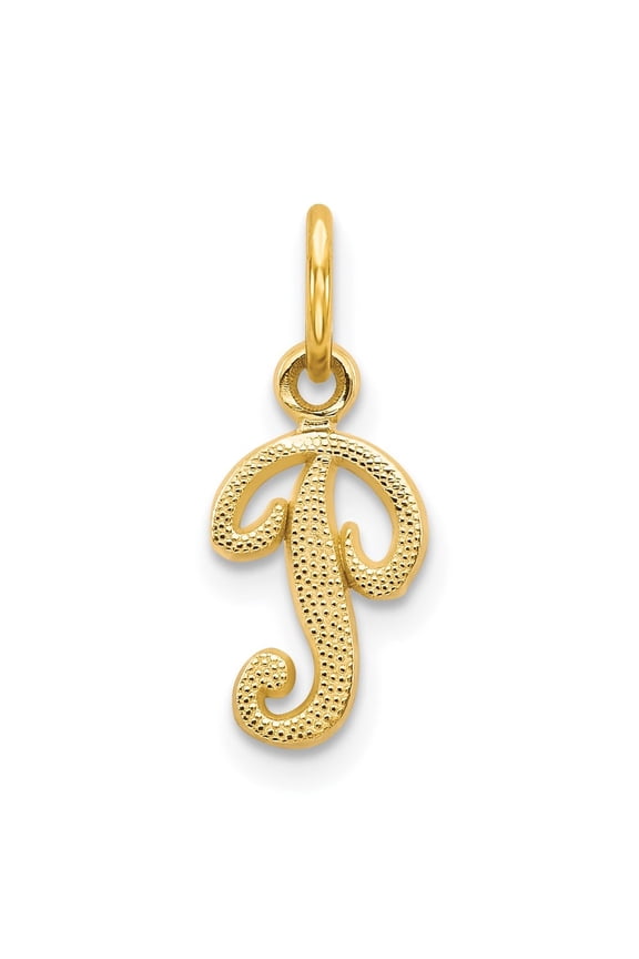 14k Yellow Gold Script Letter P Initial Pendant for Women