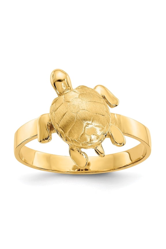 14k Yellow Gold Sea Turtle Ring Size- 7 for Women