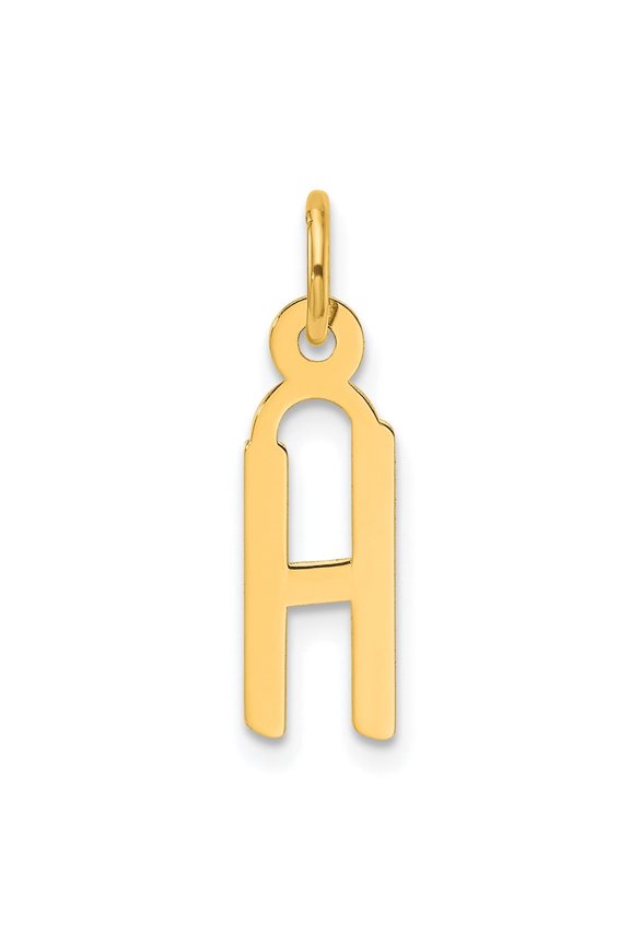 14k Yellow Gold Slanted Block Letter H Initial Charm for Women (L-20.3 mm, W-5.7 mm)
