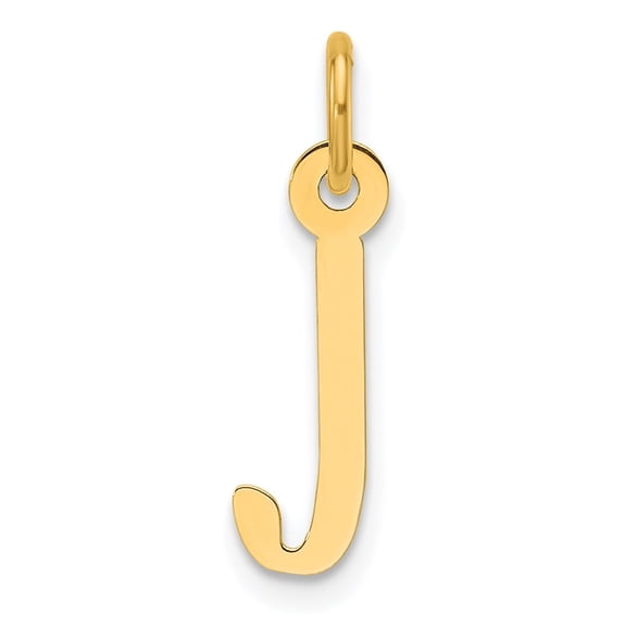 Diamond2Deal 14k Yellow Gold Slanted Block Letter J Initial Charm for Women (L-19 mm, W-4.75 mm)