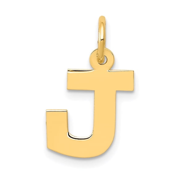 Diamond2Deal 14k Yellow Gold Small Block Letter J Initial Pendant for Women
