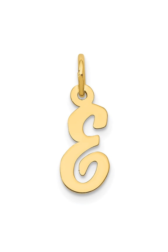14k Yellow Gold Small Fancy Letter E Initial Pendant for Women