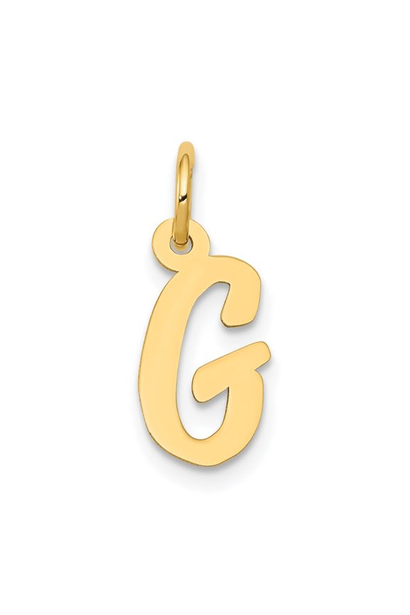 14k Yellow Gold Small Fancy Letter G Initial Pendant for Women