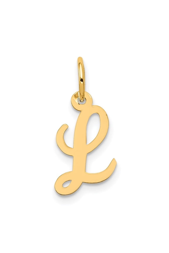 14k Yellow Gold Small Fancy Letter L Initial Pendant for Women