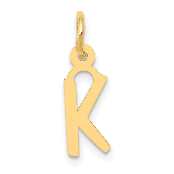 Diamond2Deal 14k Yellow Gold Small Slanted Block Letter K Initial Pendant for Women