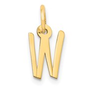 Diamond2Deal 14k Yellow Gold Small Slanted Block Letter W Initial Pendant for Women
