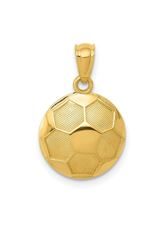 14k Yellow Gold Soccer Ball Pendant for Men (L- 0.75 inch, W- 0.48 inch)