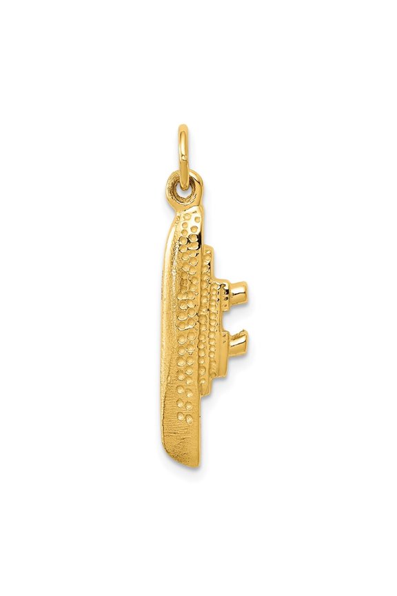14k Yellow Gold Solid Polished 3-D Cruise Ship Charm Pendant for Men (L- 0.28 inch, W- 1.1 inch)