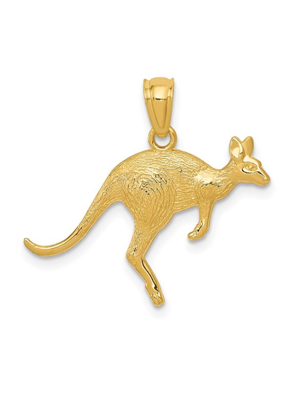 14k Yellow Gold Textured Kangaroo Pendant for Men (L- 0.67 in, W- 0.95 in)