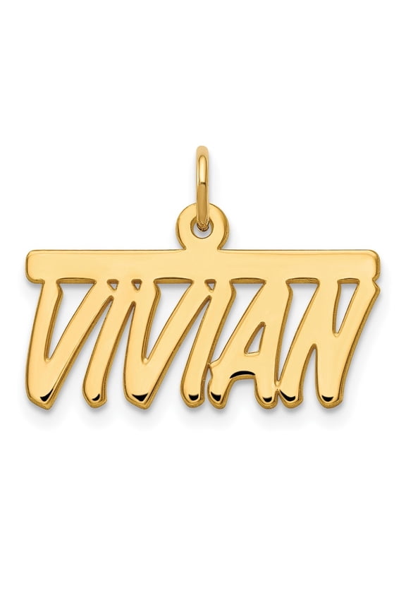 14k Yellow Gold Top Bar Name Plate Pendant for Women (L- 0.4 in)