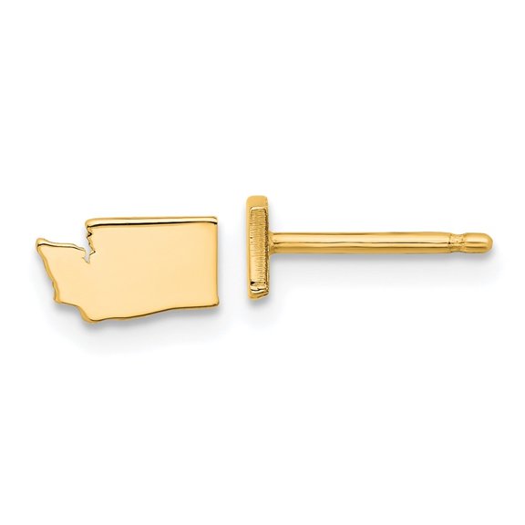 Diamond2Deal 14k Yellow Gold Washington State Earrings for Women (L- 0.2 in, W-0.35 in)
