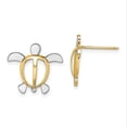thumbnail image 1 of Diamond2Deal 14k Yellow Gold with Rhodium Sea Turtle Post Earrings for Women (L- 0.61 in, W-0.66 in), 1 of 4