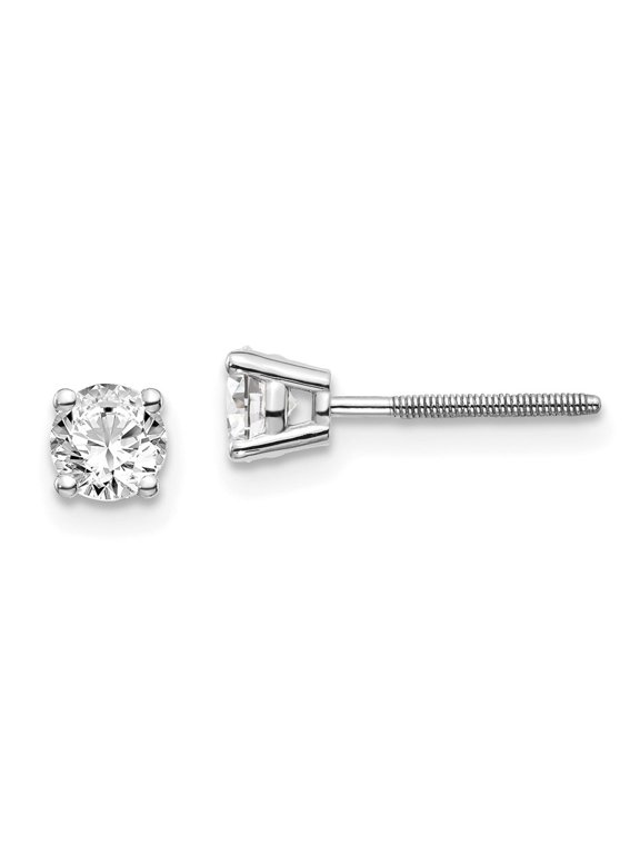 14kw .60ct SI3 G-I Diamond Stud Thread on/off Post Earrings